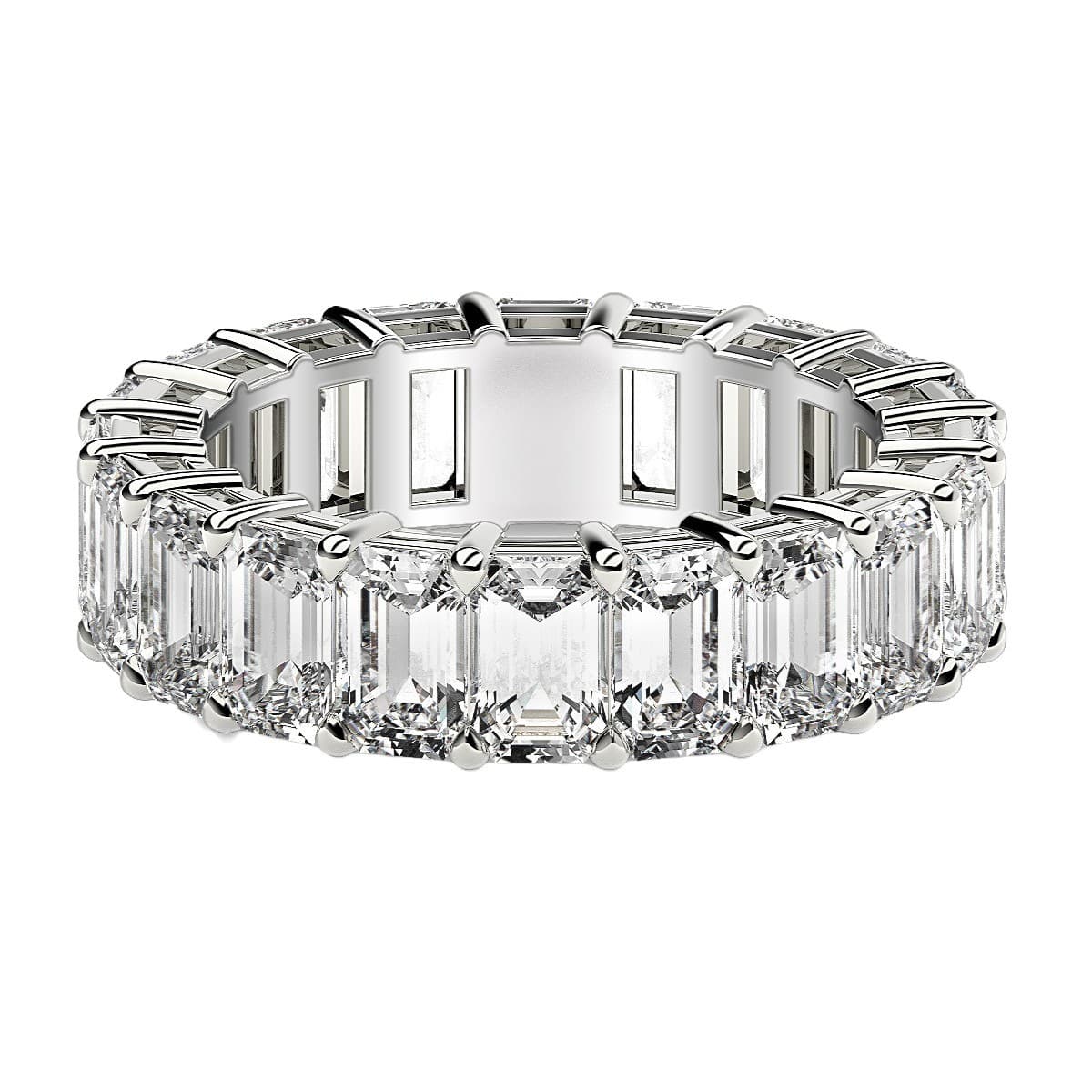 Emerald Cut Lab Grown Diamond Eternity Ring in 14k White Gold (7 cttw FG/VS2) — alternate view